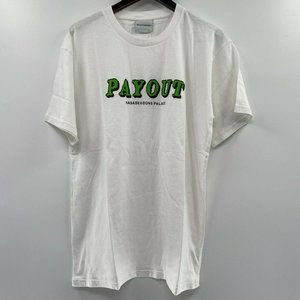 Nasa-Seasons Palace Men's Short Sleeve T-Shirt "PAYOUT" Graphic Logo Tee White L